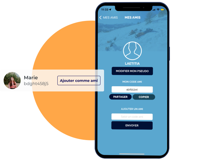 Le module Amis de l'application mobile